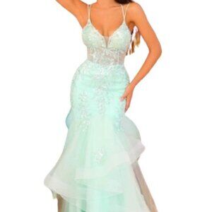 NWT Clarisse 810816 Illusion Prom Dress Mint Size 6